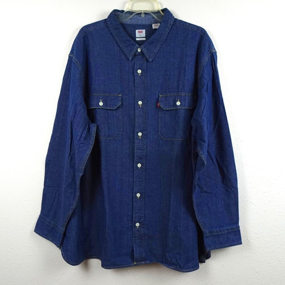 Levi's Denim Shirt Men's Size 2XL Blue Cotton Relaxed Fit Button Front